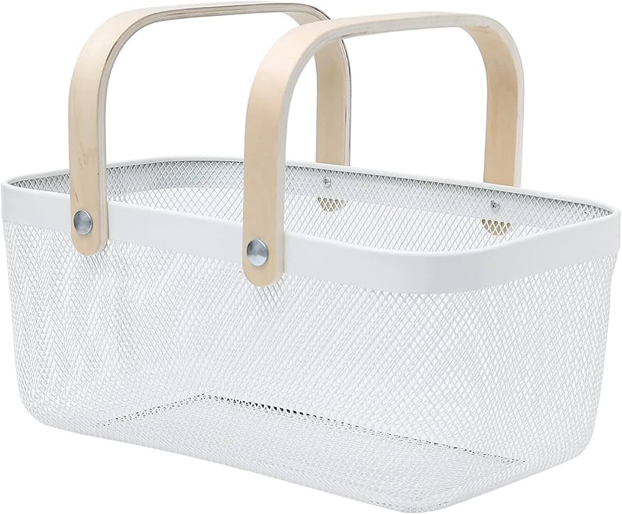Metal Mesh Steel Basket mesh basket with handle，Storage Organizer Basket Fruit Vegetable Basket... | Amazon (US)