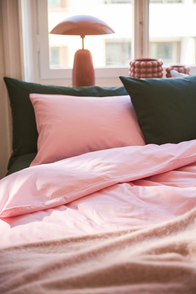 Cotton double/king duvet cover set - Light pink - Home All | H&M GB | H&M (UK, MY, IN, SG, PH, TW, HK)