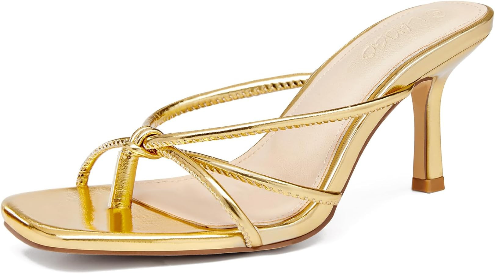 LAICIGO Women’s Square Open Toe Flip Flops Stiletto Heels Strappy Thong Slide on Slingback Mule... | Amazon (US)