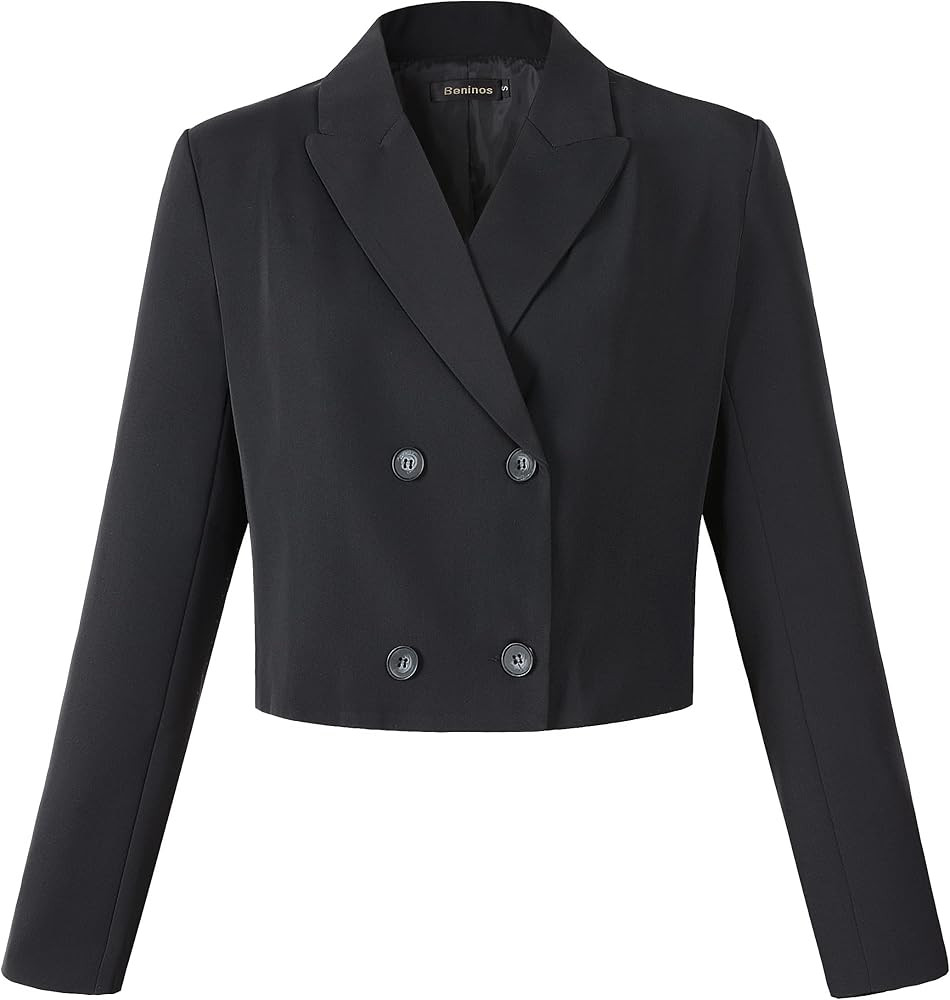 Beninos Women's Double Breasted Cropped Blazer Jackets | Amazon (US)