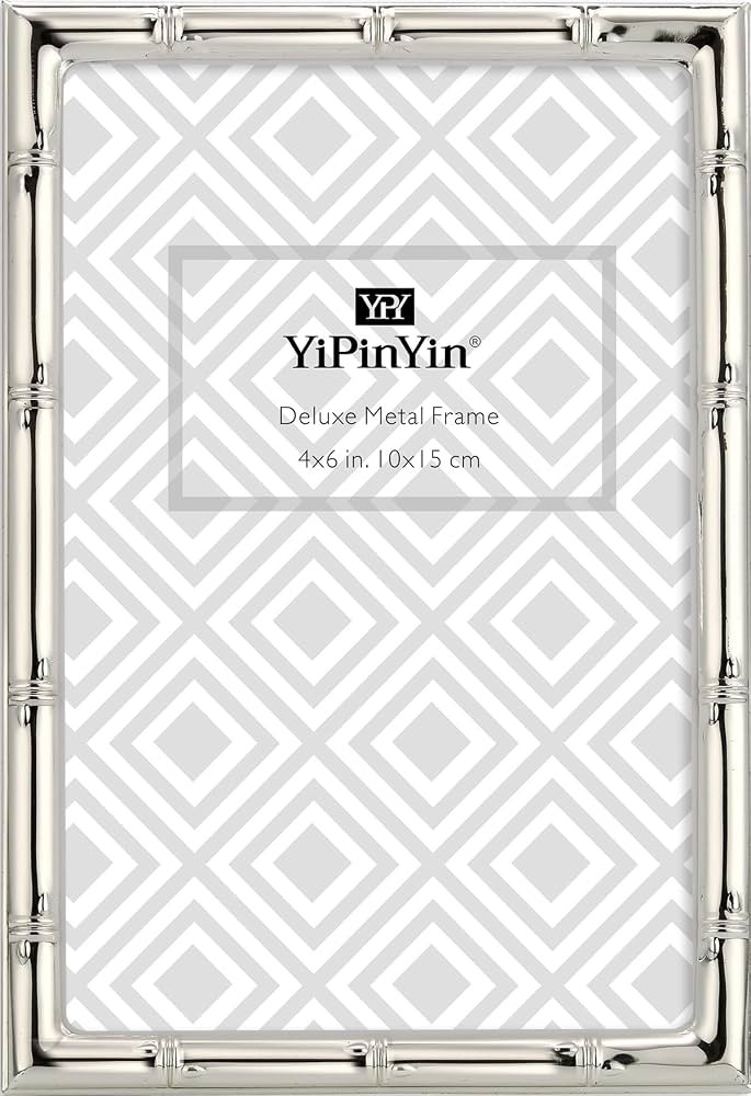 YiPinYin Classy 4x6'' Bamboo Detail Silver Metal Picture Frame, Elegant Silver Plated Baby Nurse ... | Amazon (US)