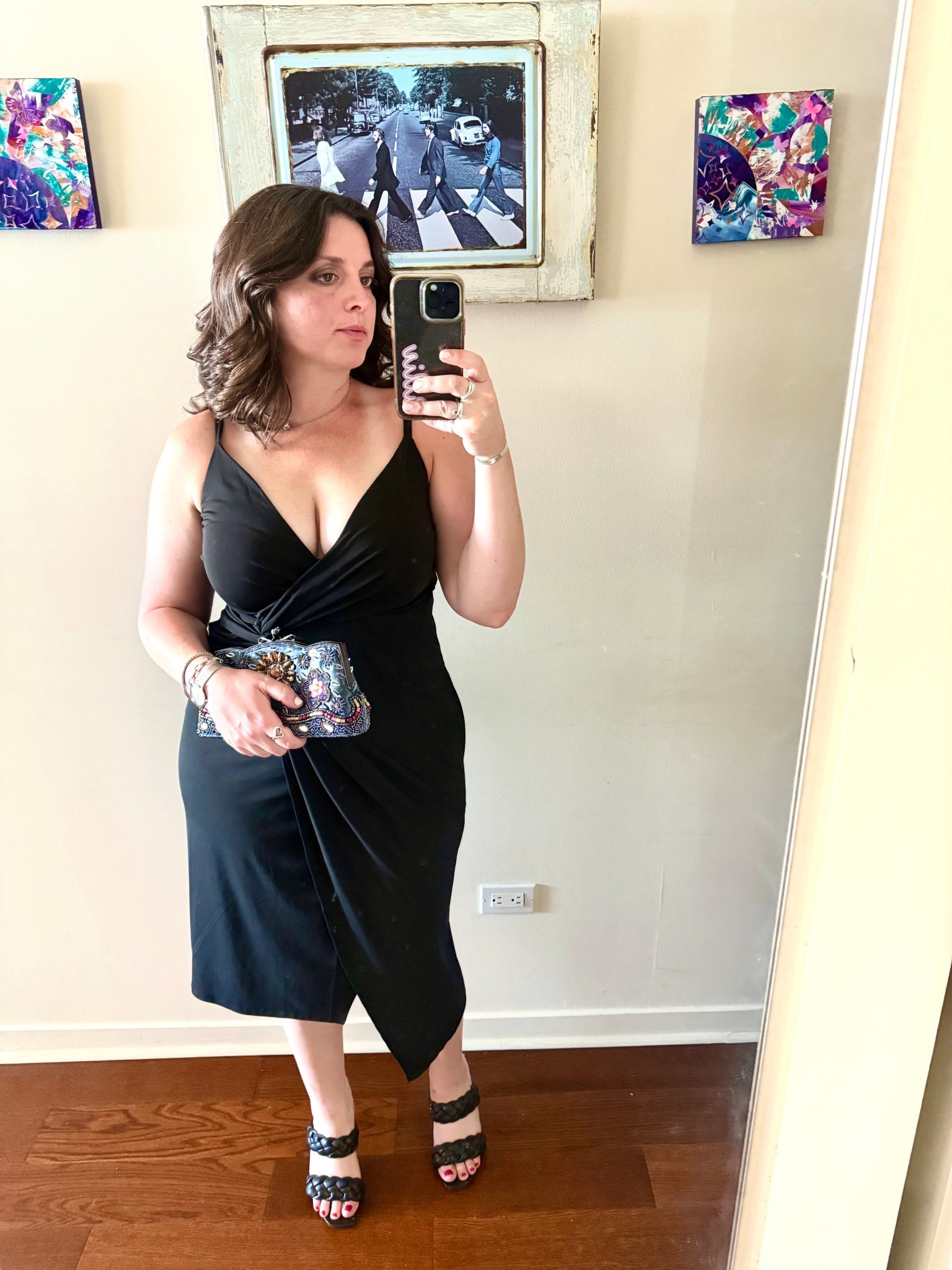 Wedding ready with this simple black dress, braided heels and a beaded clutch  

#LTKMidsize #LTKParties #LTKWedding