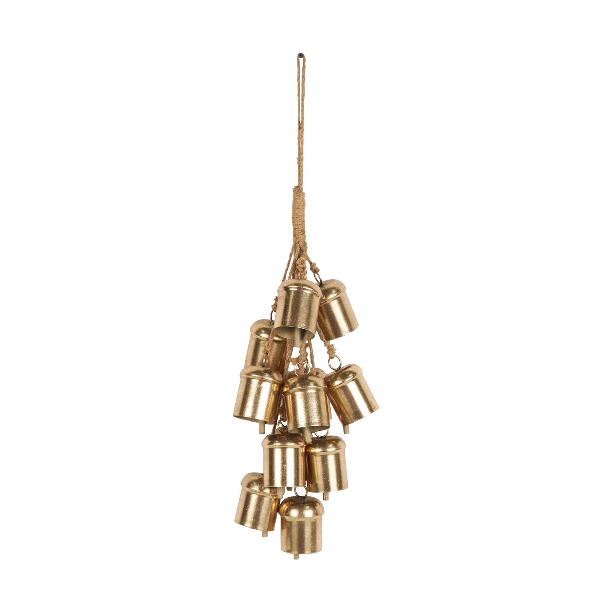 Kei Metal Cluster Indoor Outdoor Gold Decorative Bells with Jute Hanging Rope | Wayfair North America