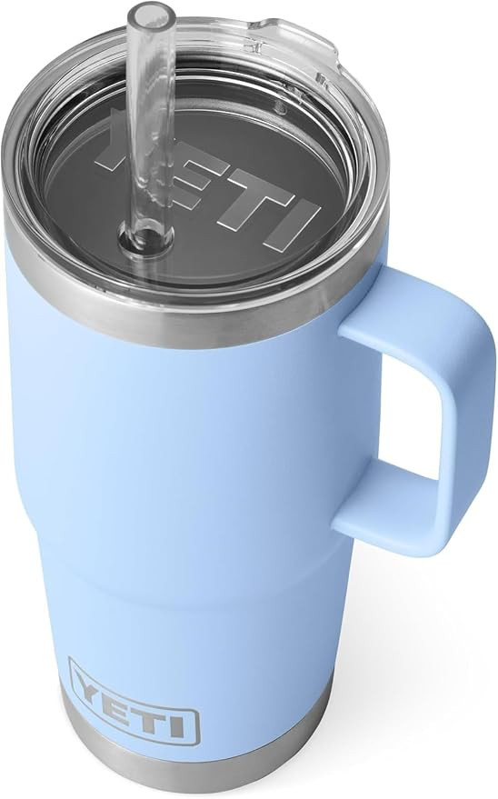 YETI Rambler Straw Mug, Stainless Steel Vacuum Insulated Mug with Straw Lid, Big Sky Blue, 25 oz ... | Amazon (UK)
