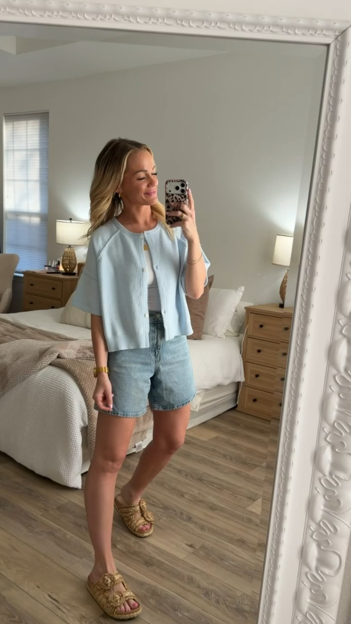 This button down cardigan sweater is such a cute layering piece! The short sleeves make it perfect for warmer weather and the crewneck style is so flattering. Love having the cardigan option without the bulk of long sleeves. Great for air conditioned spaces or breezy summer evenings. Versatile and comfortable!

#ButtonCardigan #ShortSleeveCardigan #SummerSweater #LayeringPiece #CasualStyle #LTKStyleTip 

 #LTKootd #LTKSeasonal