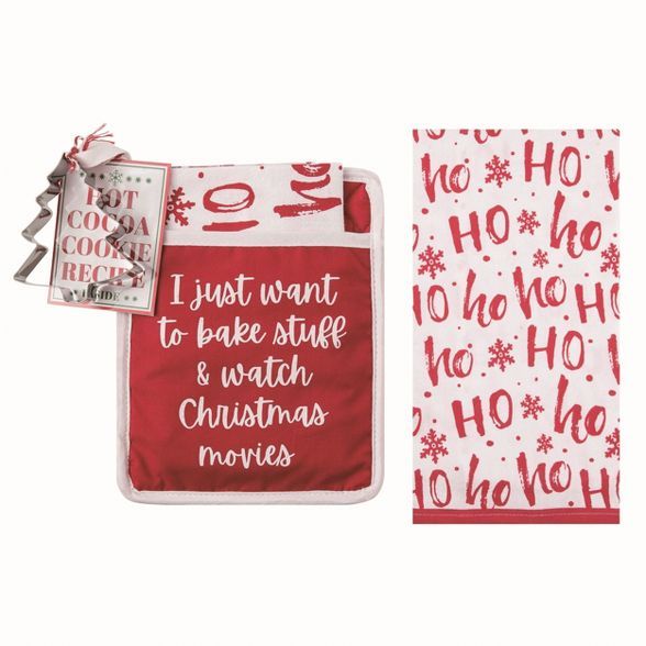 Transpac Cotton Multicolor Christmas Holder Towel Cutter Gift Set of 3 | Target