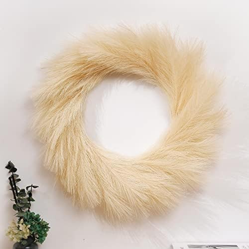 Pampas Grass Wreath, 22 inch Faux Pampas Wreath, No Shedding, Long Lasting Unique Farmhouse Decor... | Amazon (US)