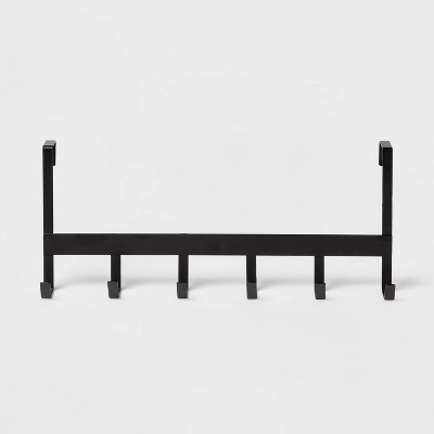 Large Over the Door Hook 6 Hooks Matte Black - Brightroom™: Steel, No Assembly, Powder-Coated Finish, Towel & Hat Storage | Target