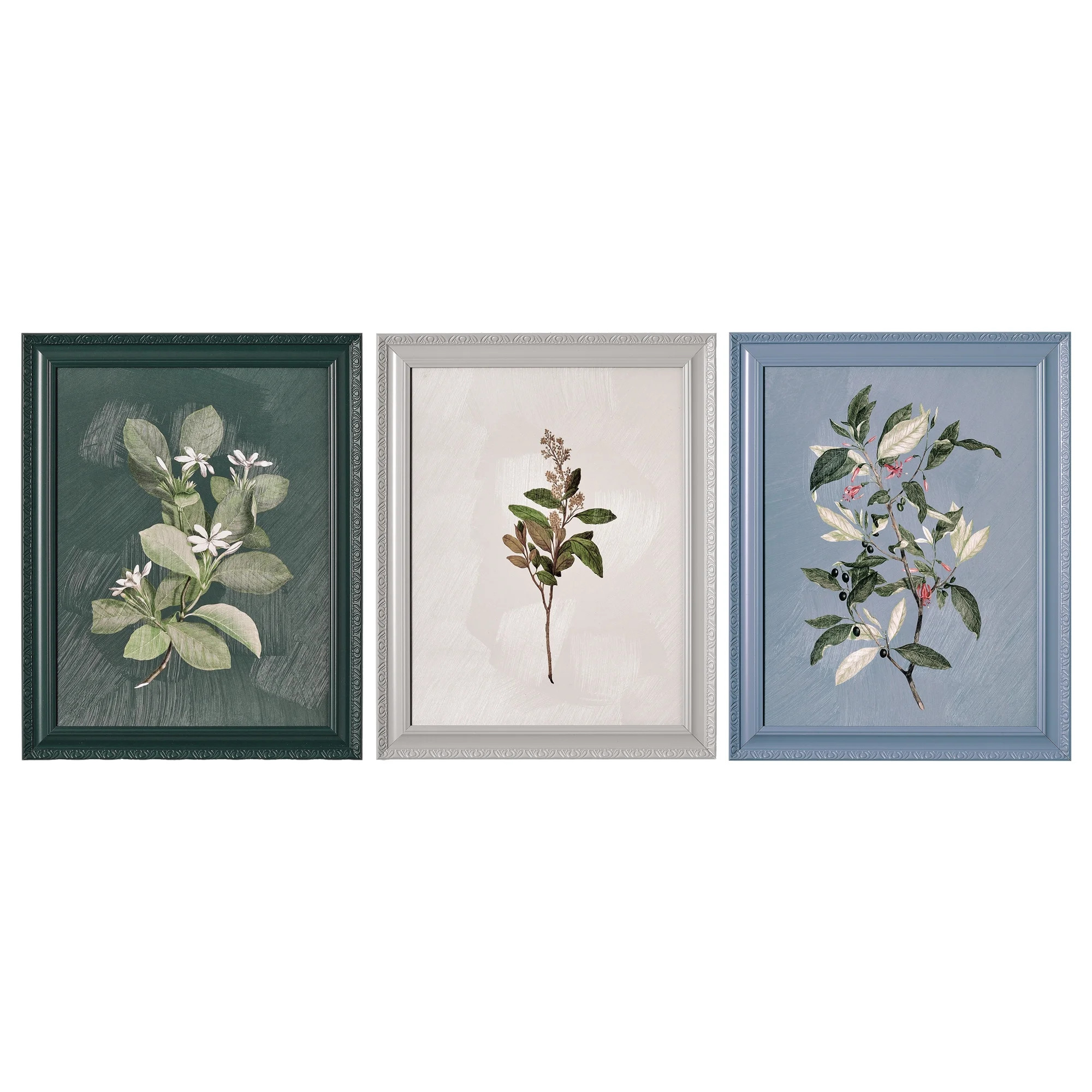 Beautiful by Drew Framed Vintage Botanical Color Block set of 3 | Walmart (US)