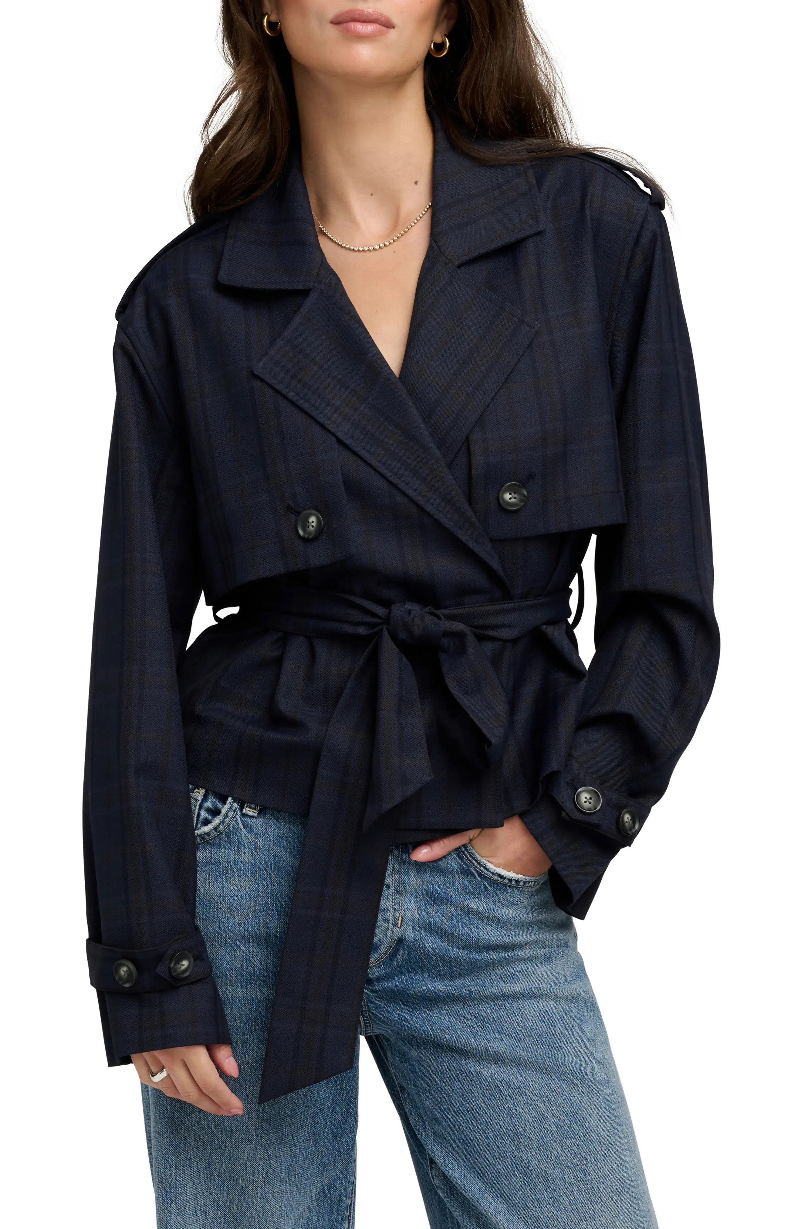 The Cropped Charles Plaid Trench Coat (Women) | Nordstrom | Nordstrom