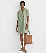 Poplin Bow Mini Pocket Dress | LOFT