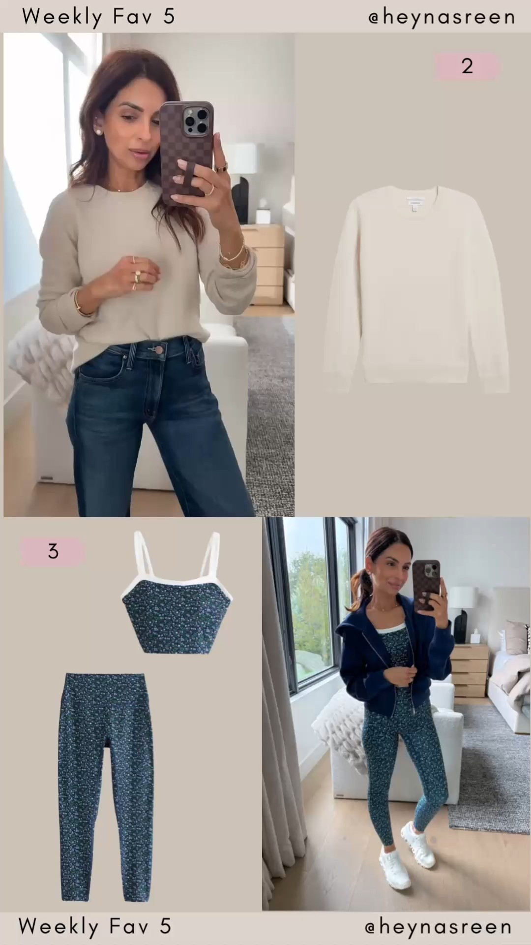 Fav 5: 
#2: Cashmere sweater is marked down in a ton of colors! This one is shade ivory sand, I have the XS. 
#3: I love how fun but still subtle the print of this workout set is, I’m wearing an xs in each piece in my workout set. 

#LTKPetite