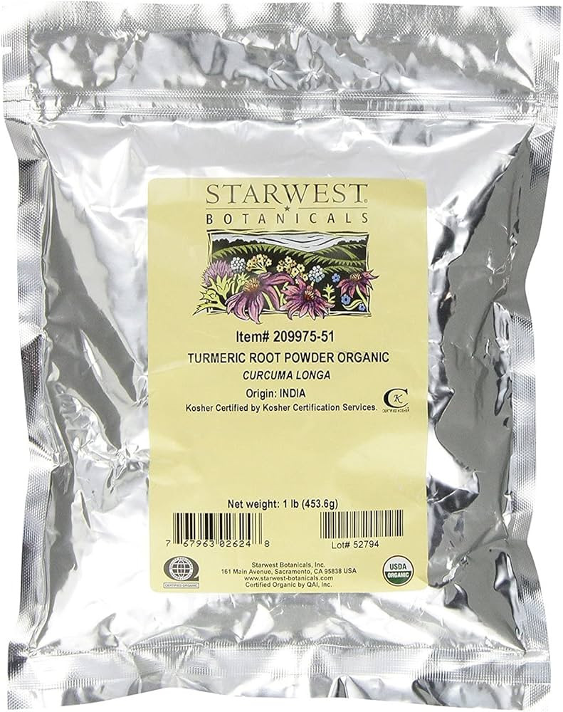 Starwest Botanicals Organic Turmeric Root Powder, 1 Pound Bulk | Amazon (US)