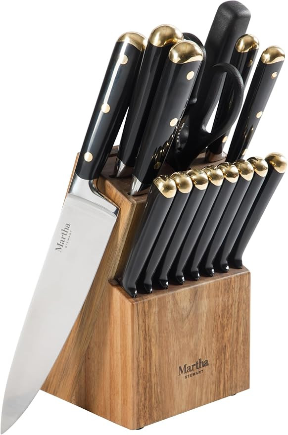 Martha Stewart 16 Piece Lockton High Carbon Stainless Steel Cutlery Kitchen Knife Block Set W/ABS... | Amazon (US)