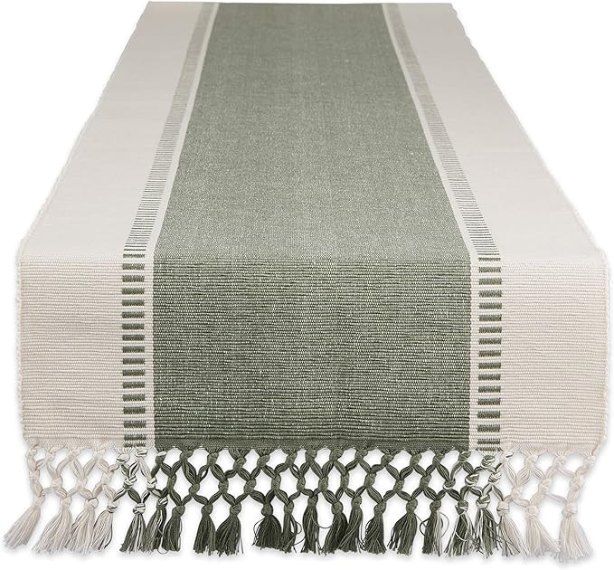 DII Dobby Stripe Woven Table Runner, 13x108-inch, Artichoke Green | Amazon (US)