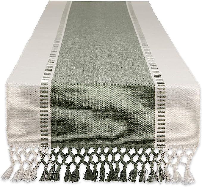 DII Dobby Stripe Woven Table Runner, 13x108-inch, Artichoke Green | Amazon (US)