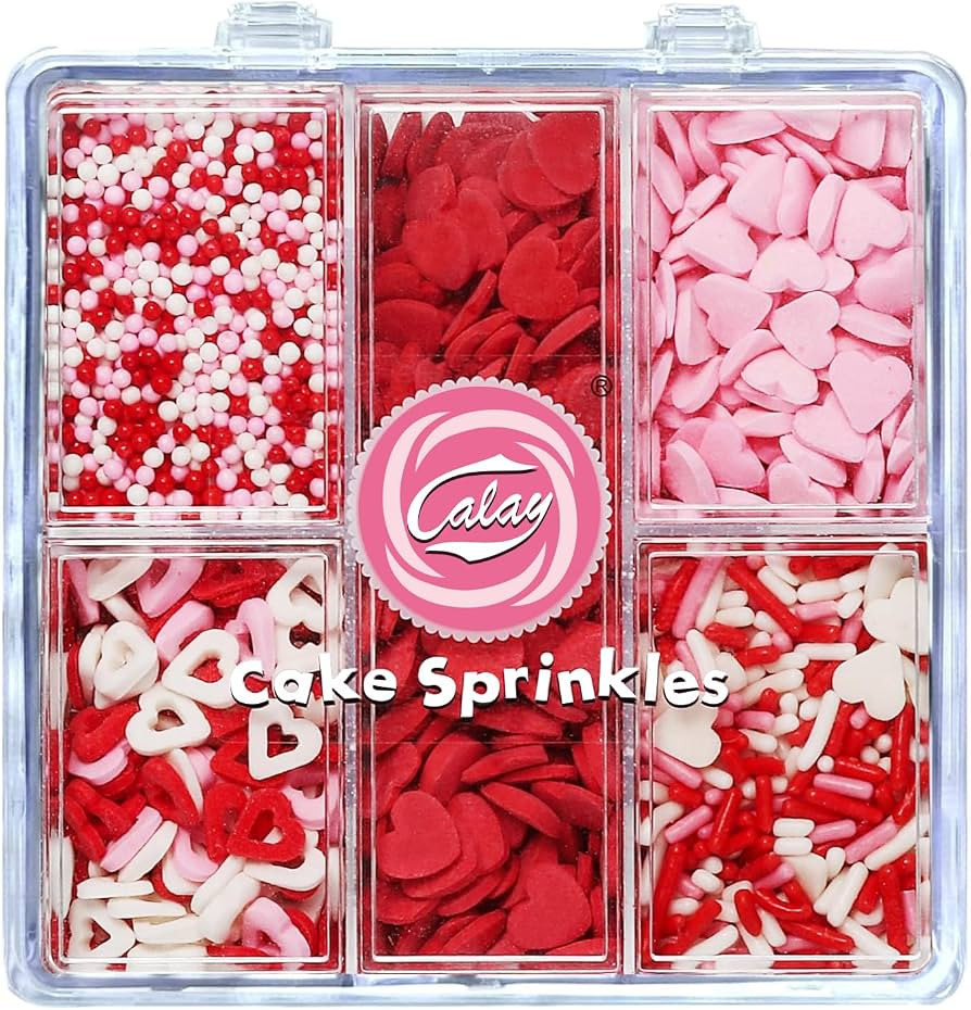 Valentines Sprinkles for Baking, Pink, Red and White Heart Sprinkles for Valentines Cake Cookies ... | Amazon (US)