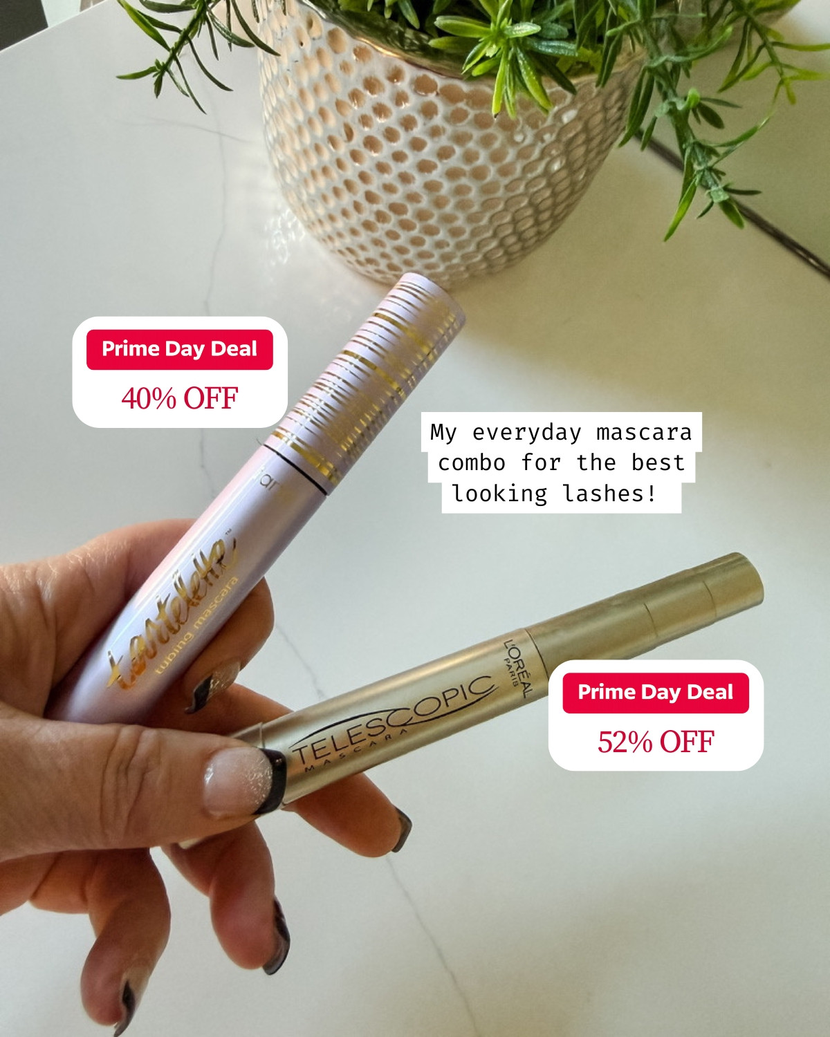 This is my everyday mascara combo for the best looking lashes! I layer the Tarte Tartelette Tubing Mascara with L'Oréal Paris Telescopic Mascara for length AND volume that lasts all day. Both on Prime Day deal — Tartelette 40% off and Telescopic 52% off! 

 #primedaydeal #amazonprimeday #summersale #dealalert #primedaybeaut #LTKselfcare #LTKSaleAlert #LTKBeauty