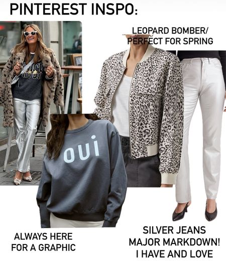 Mob boss wife light, Pinterest inspo, spring style, silver jeans, graphic sweatshirt, leopard bomber, leopard jacket, fashion over 40, style inspo 
Silver jeans on sale, markdown, Madewell

#LTKsalealert #LTKstyletip #LTKover40