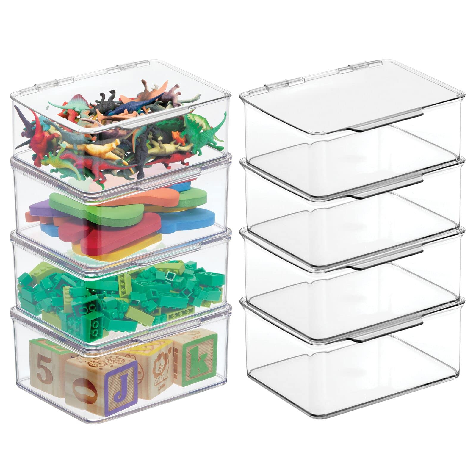 mDesign Plastic Playroom/Gaming Storage Organizer Box Containers, Hinged Lid for Shelves or Cubby... | Amazon (US)