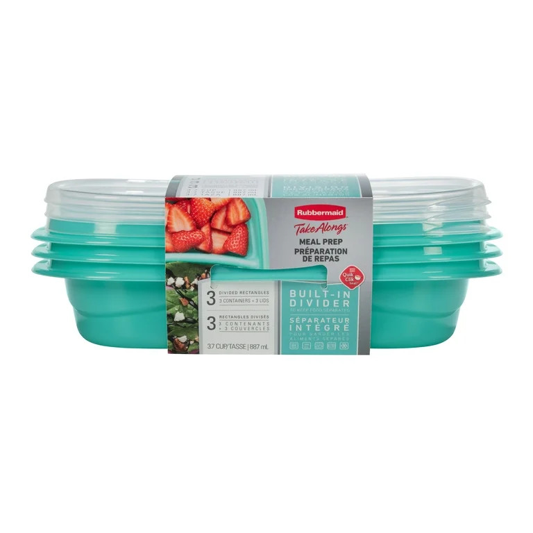 Rubbermaid TakeAlongs On the Go Food Storage and Meal Prep Containers, 3.7 Cup Divided Rectangle,... | Walmart (US)