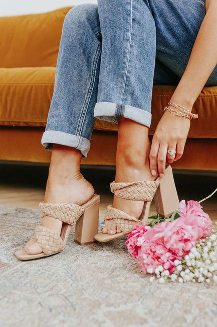 Braided Twisted Strap Tan Heeled Sandals | Magnolia Boutique