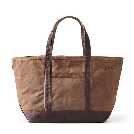 Waxed Canvas Tote Bag, Khaki | Mark and Graham