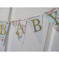 Floral Baby Shower Banner Garden Party Decor, Gold Letters | Etsy (US)