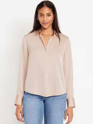 Classic Button-Down Satin Shirt | Old Navy (US)