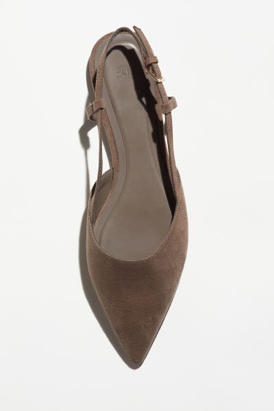 Pointed slingbacks - Brown - Ladies | H&M GB | H&M (UK, MY, IN, SG, PH, TW, HK)