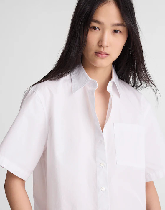 Straight-Hem Short-Sleeve Shirt in Poplin | Madewell