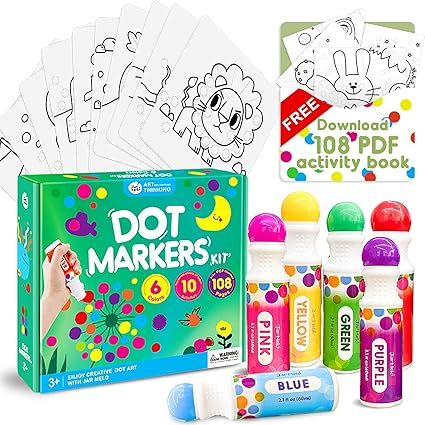 Jar Melo Dot Paint Art Marker Kit,Washable, Non-Toxic With 40 FREE Pdf Activity Book & Physical S... | Amazon (US)