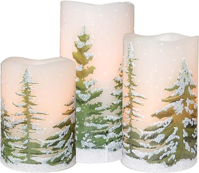 Eldnacele Green Tree Christmas Deco Flameless Flickering Candles with Automatical Daily Timers, B... | Amazon (US)