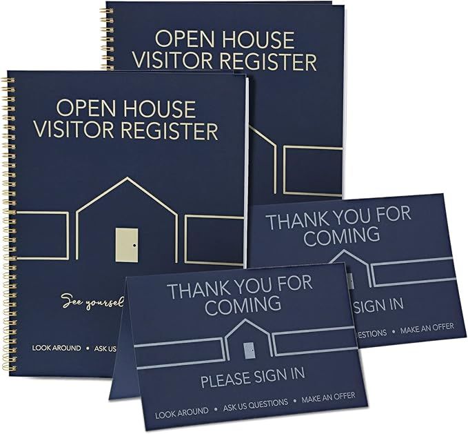 Open House Sign in Book Set with 2 Visitor Guest Registry Books, 2 Tent Cards for Real Estate Age... | Amazon (US)