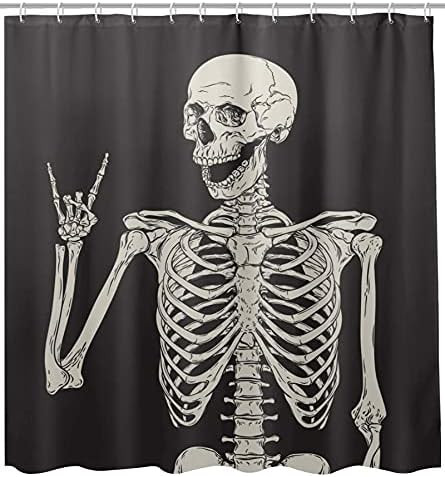 Rock and Roll Skull Skeleton Bone Love Music Shower Curtain Polyester Waterproof, Sugar Candy Sku... | Amazon (US)