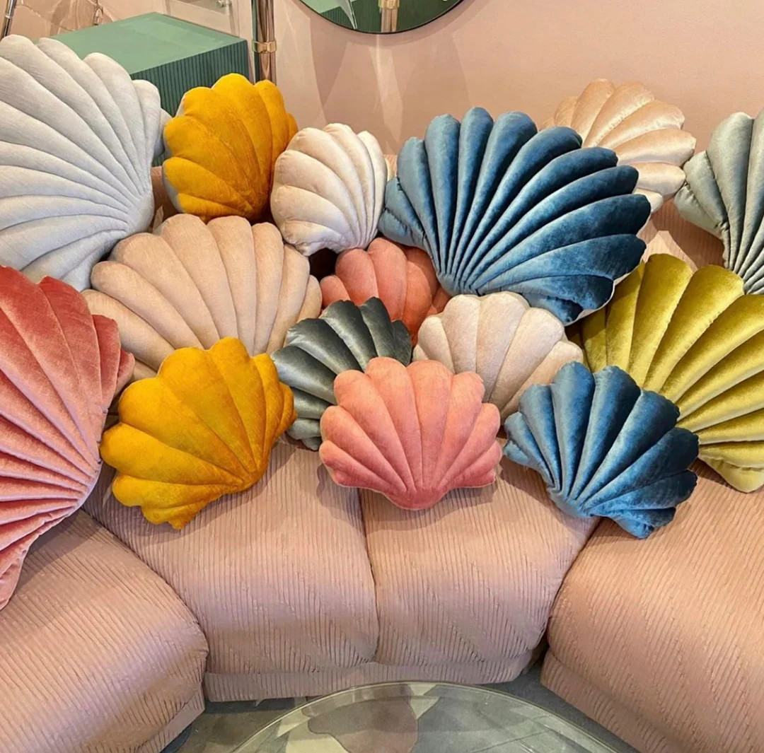 Velvet Shell Pillow  Colorful Throw Pillows  Seashell - Etsy | Etsy (US)