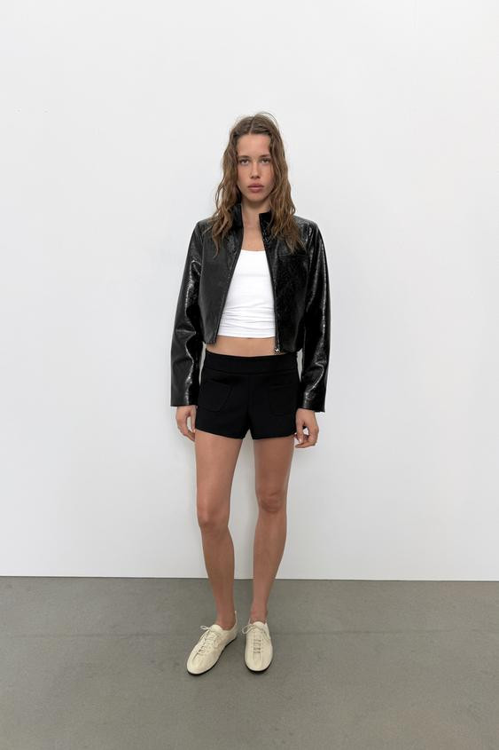 FAUX LEATHER CROPPED JACKET | Zara US