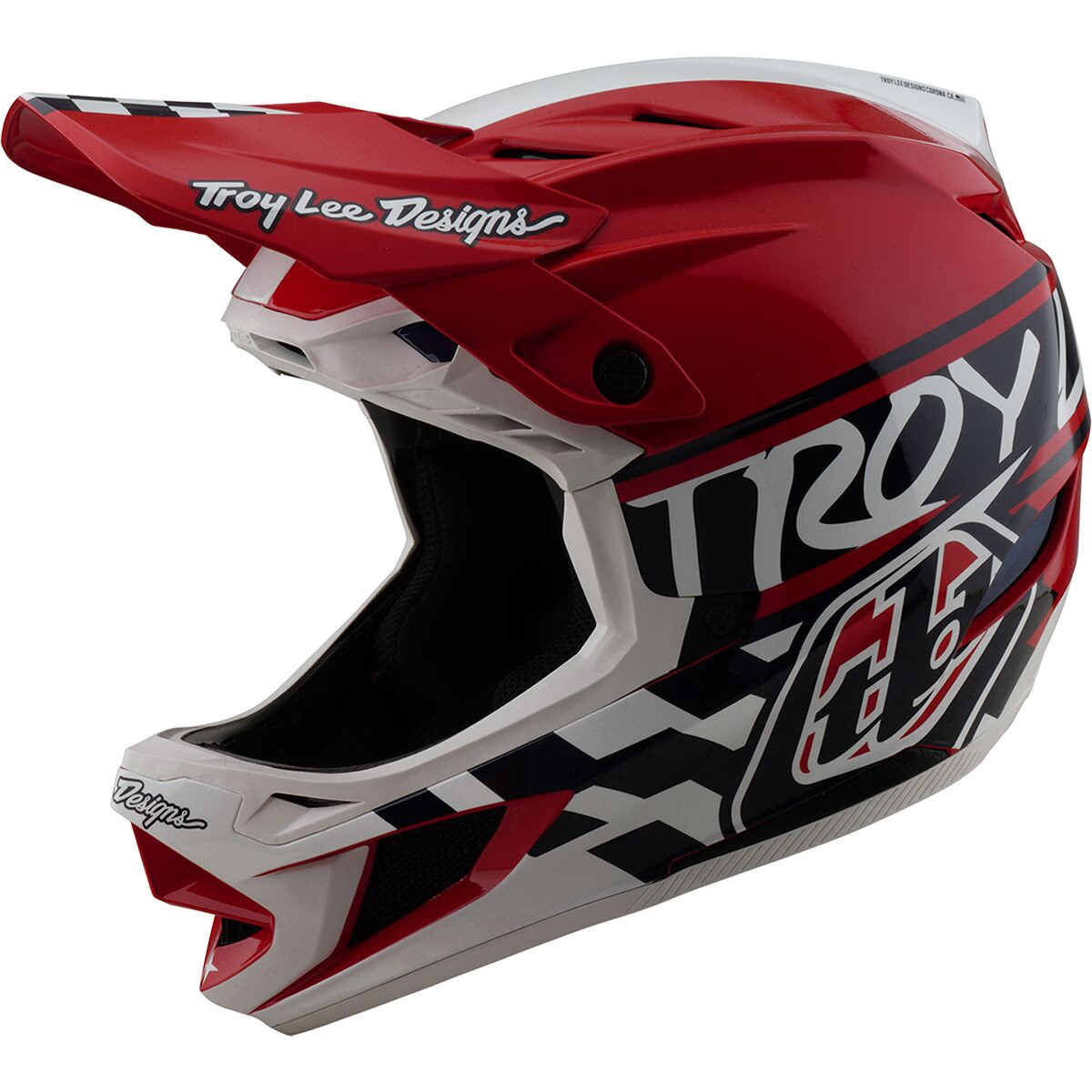 Troy Lee Designs D4 Polyacrylite Helmet Fifty-50 White/Red, L | Backcountry