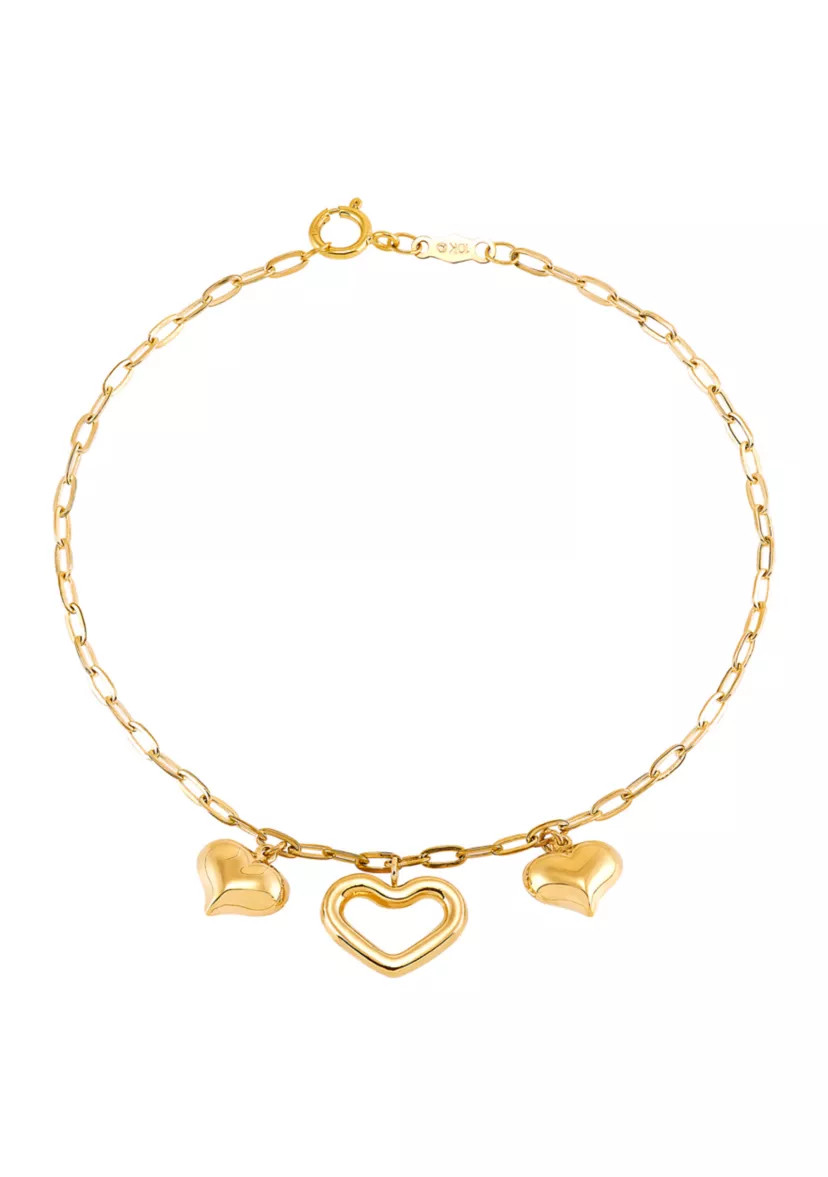 Heart Bracelet in 10K Yellow Gold | Belk