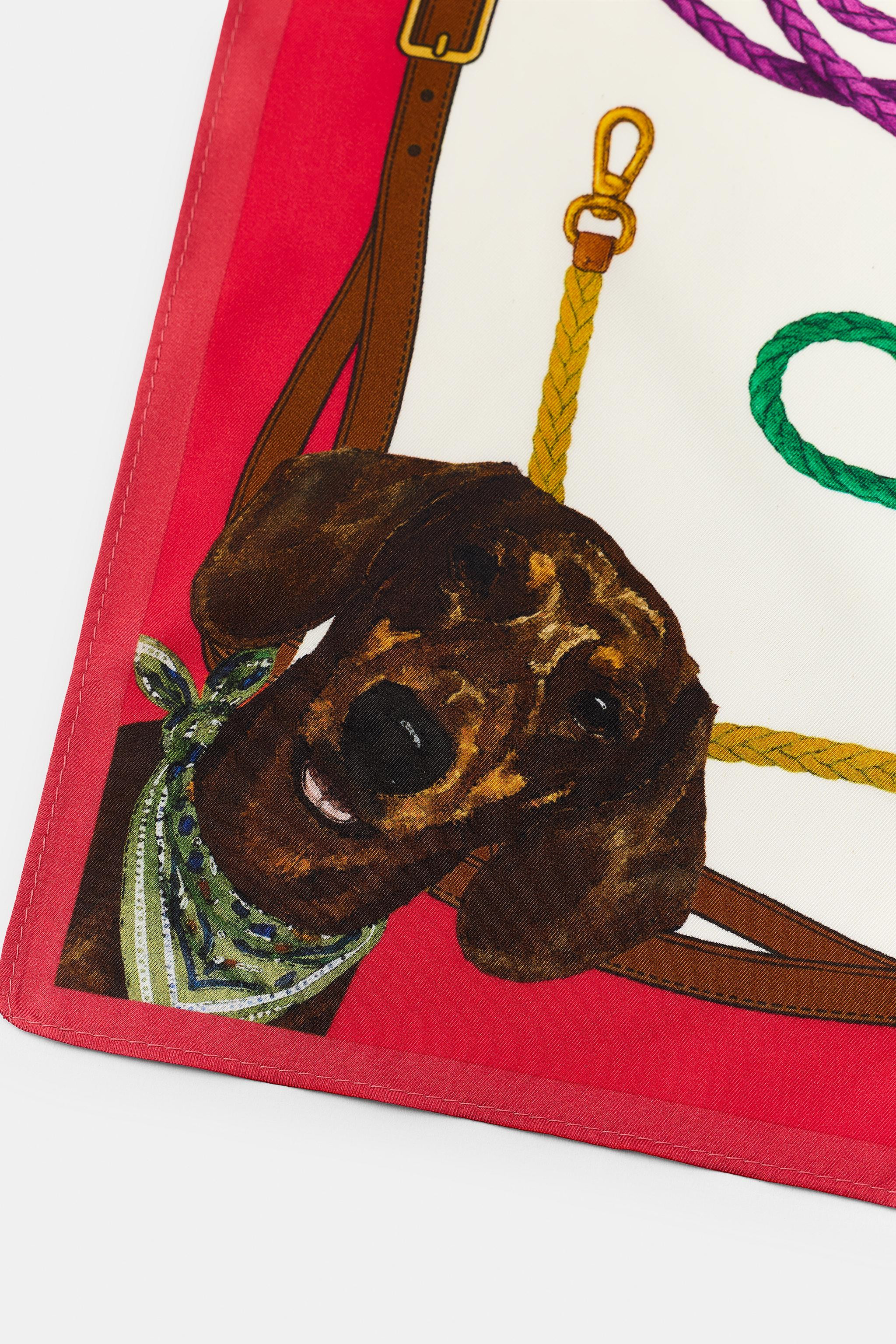 100% SILK DACHSHUND PRINT SCARF | Zara US