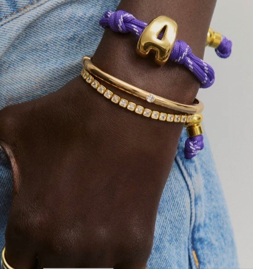 Custom colorful stack 💜 


Initial bracelet rope bracelet Demi fine jewelry bauble bar