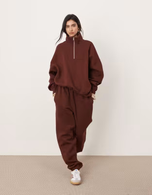 ASOS EDITION oversized premium heavy weight jogger in chocolate | ASOS (Global)