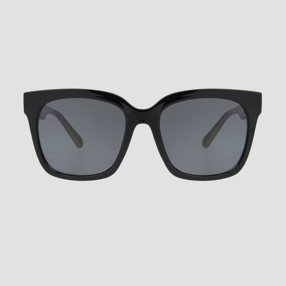 Women's Square Sunglasses with Leopard Print Accents - A New Day™ Black | Target