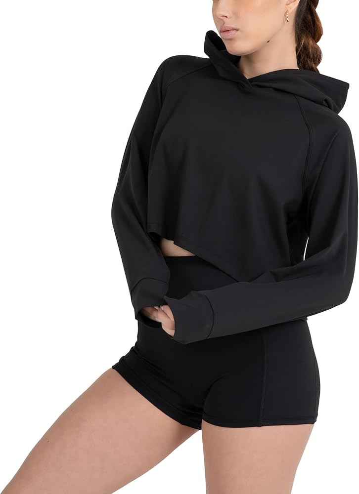 YITTY Active Women's UltraLuxe Cropped Hoodie – Soft Long Sleeve Sweatshirt, Lightweight (Activ... | Amazon (US)