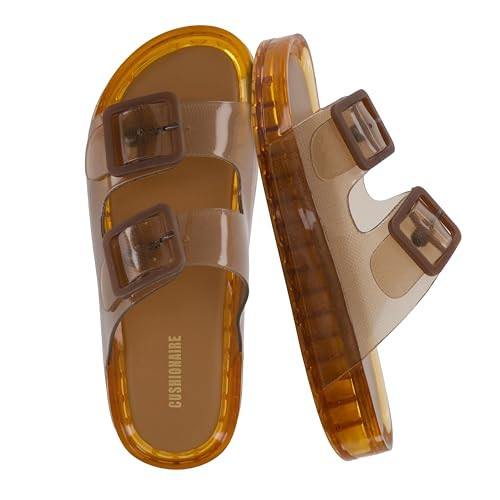 Amazon.com | CUSHIONAIRE Pool Slides for Women Waterproof Double Buckle Adjustable Slip-On Womens... | Amazon (US)