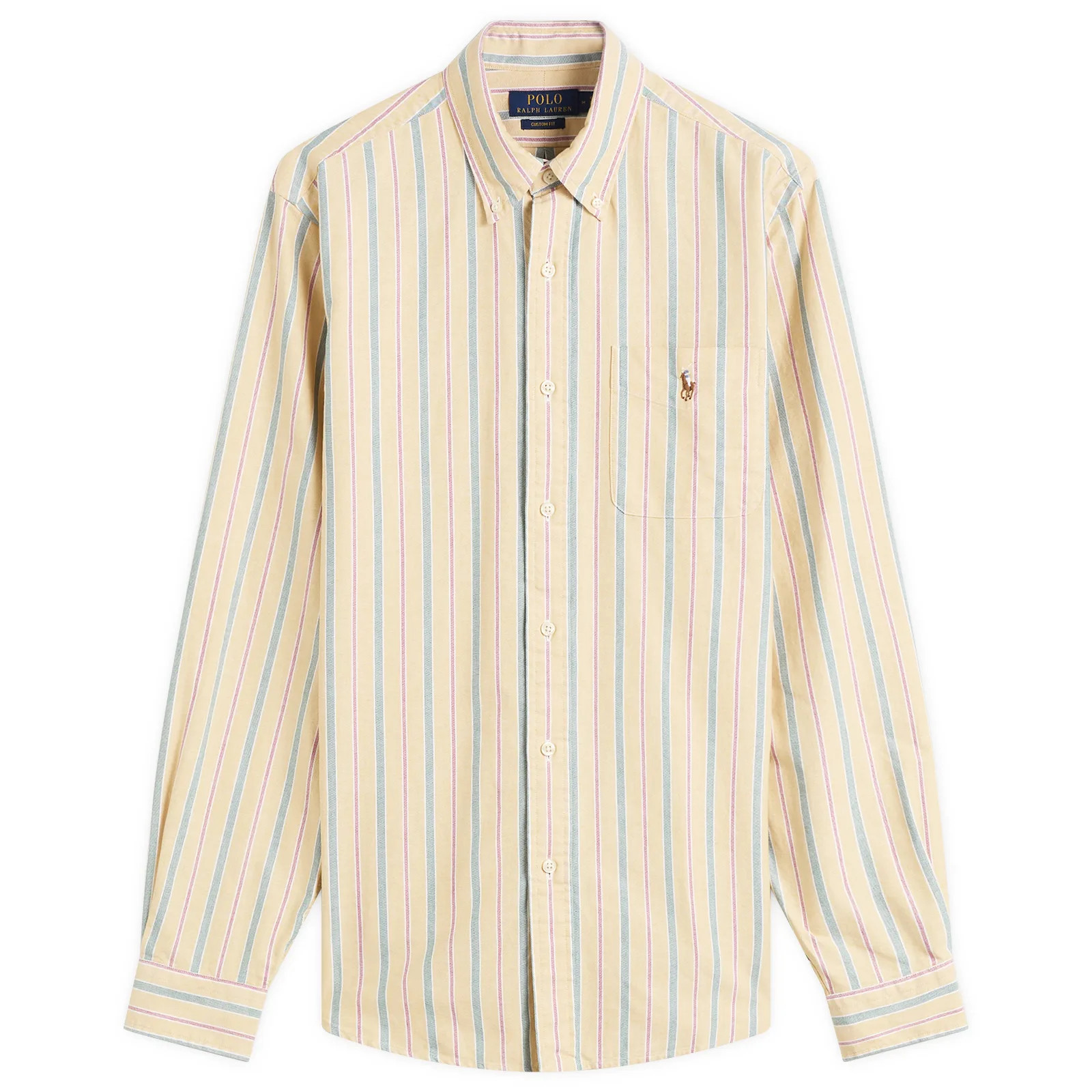 Polo Ralph Lauren Men's Button Down Stripe Oxford Shirt in Yellow Green Multi, Size Small | END. Clothing