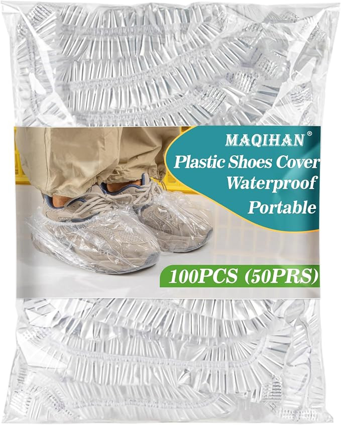 60 Pack (30 Pairs) Shoe Covers - Boot Covers Plastic Portable Disposable Waterproof Shoe Covers f... | Amazon (US)