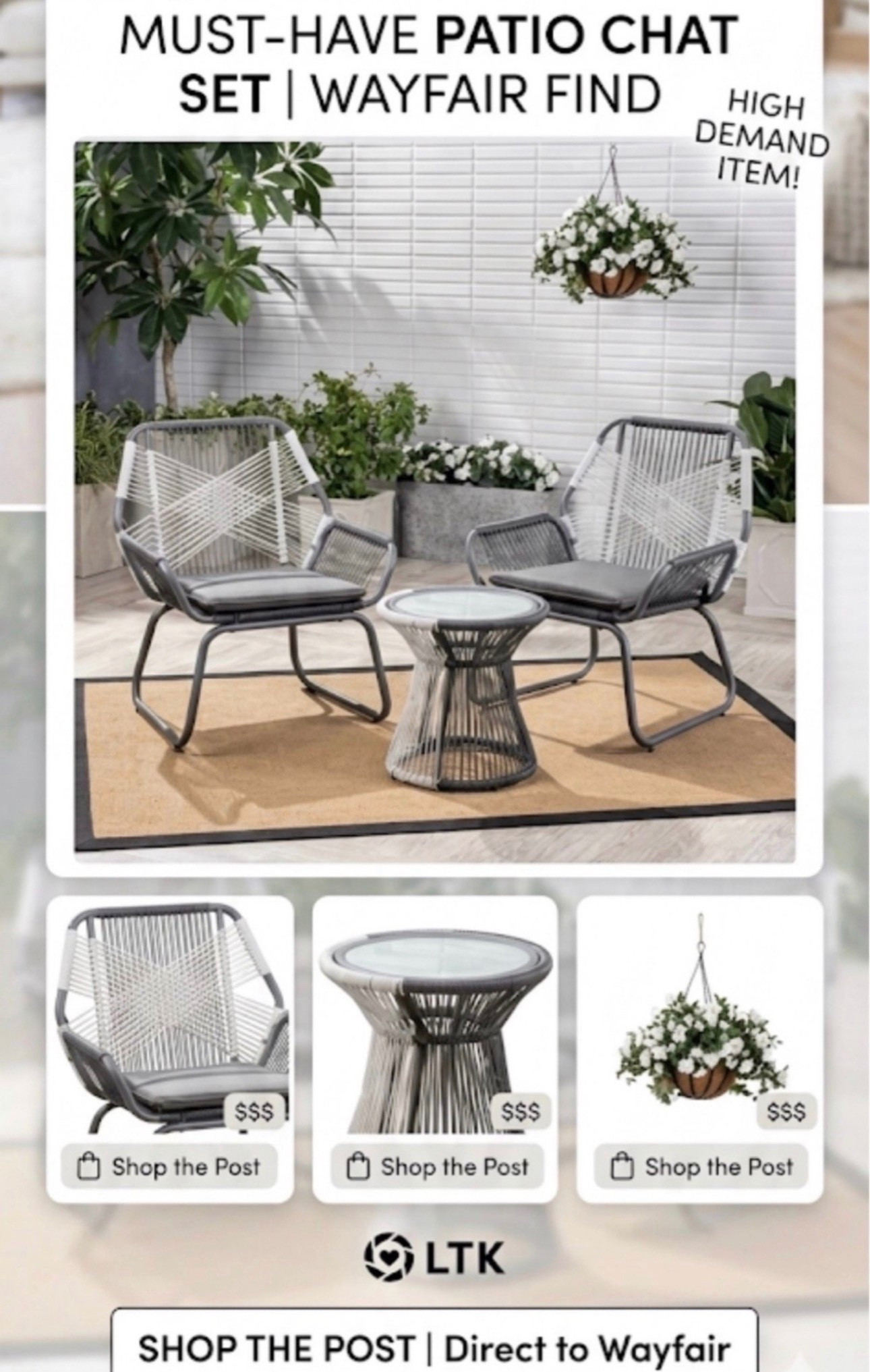 🚨 MUST-HAVE WAYFAIR DEAL ALERT! 🚨
The viral 3-piece patio chat set everyone has been hunting for is officially ranked #1, and it’s finally back in stock! ✨ If you’ve been looking to upgrade your balcony, porch, or patio without breaking the bank, this is your sign.
I am completely obsessed with the modern boho vibe of the woven rope detail and the sleek grey cushions. It’s the perfect cozy setup for morning coffee or evening wine. ☕️🍷 Plus, it’s compact enough for smaller spaces but doesn't skimp on comfort!
Quantities are super limited and this high-demand set will sell out fast again.
👇 HOW TO SHOP:
1️⃣ Click the link in my bio to shop my LTK storefront directly.
2️⃣ Tap the image to shop the exact chat set, side table, and matching outdoor decor!
Follow me on the @shop.ltk app for daily home finds, deals, and styling inspo!
#LTKhome #WayfairFinds #PatioDesign #OutdoorLiving #DealsAlert #HomeDecorInspo #CozyVibes #BalconyDecor #WayfairDeals

#LTKHome #LTKSaleAlert