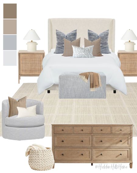 Coastal bedroom decor mood board, bedroom design ideas, master bedroom inspiration, blue and cream bedroom #bedroom

#LTKsalealert #LTKstyletip #LTKhome