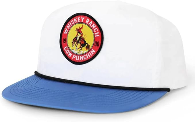 WHISKEY BENT HAT CO. Cow Punchin Adjustable Snapback Hat (White/Teal) | Amazon (US)